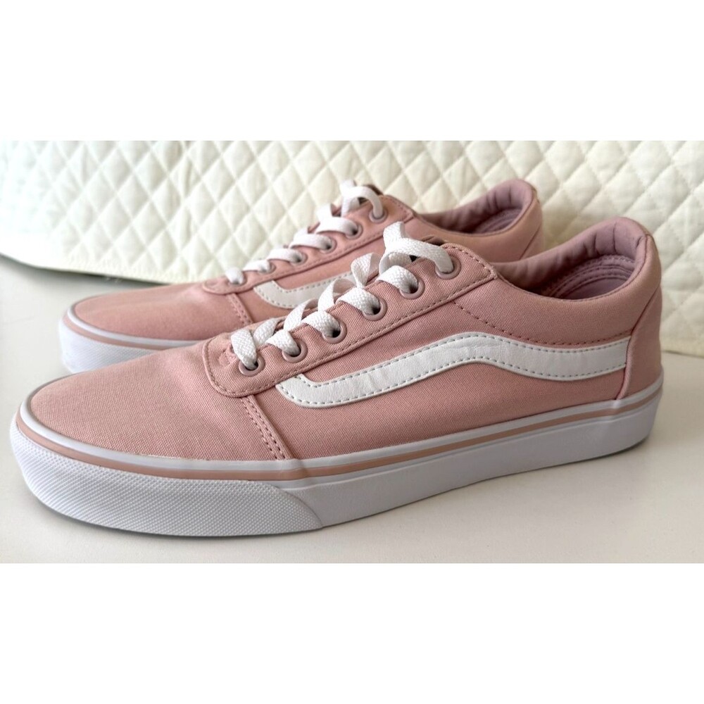 VANS Old Skool Pink White Comfort Lace Up Women's Sneakers Canvas Low Top Sz10